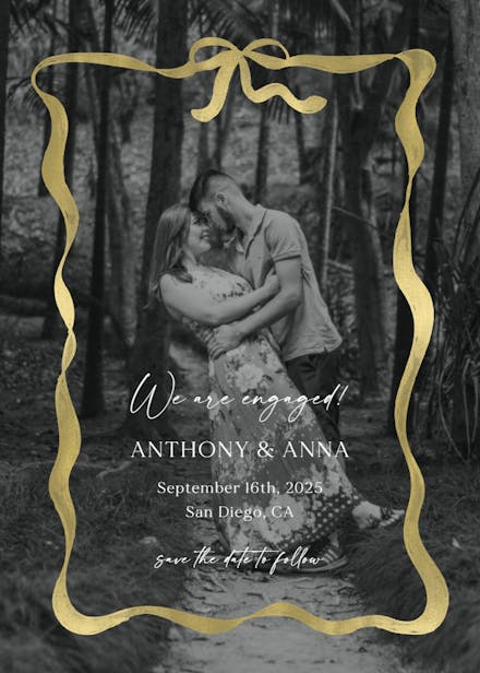 Delicate ribbon photo - engagement announcement