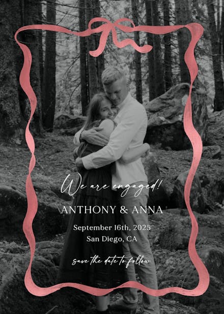 Delicate ribbon photo - engagement announcement