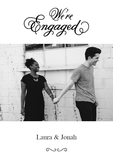 Elegant white - engagement announcement