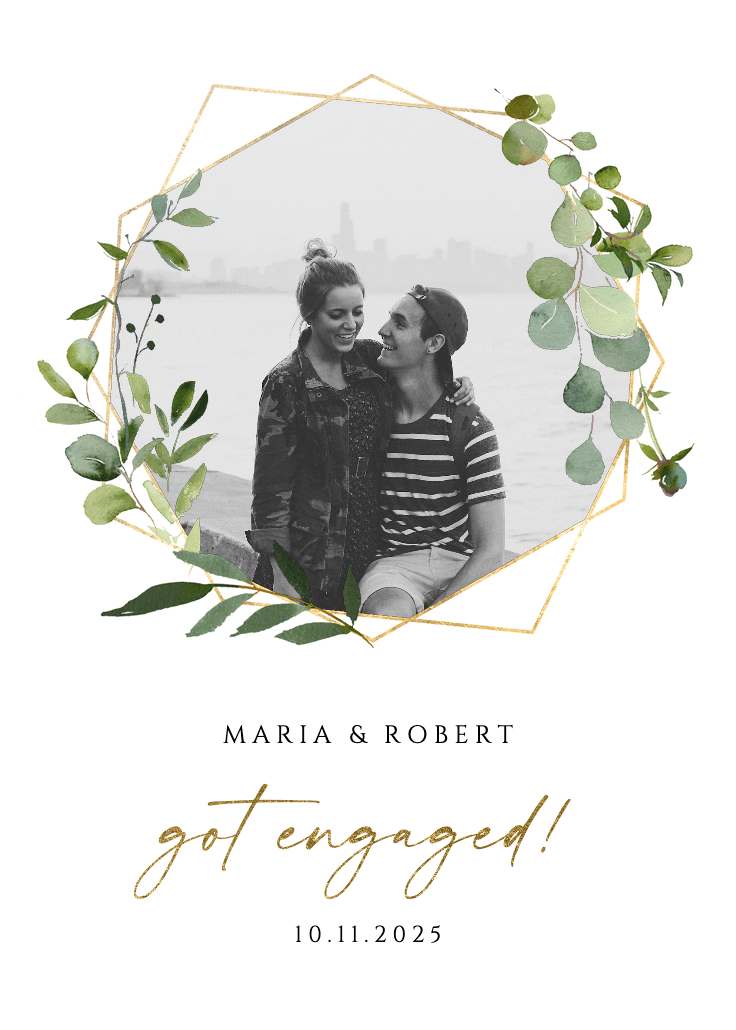 Geometric eucalyptus - engagement announcement