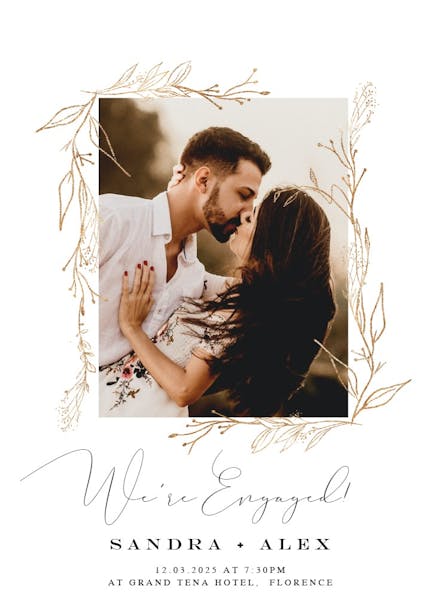 Golden outline branches - engagement announcement