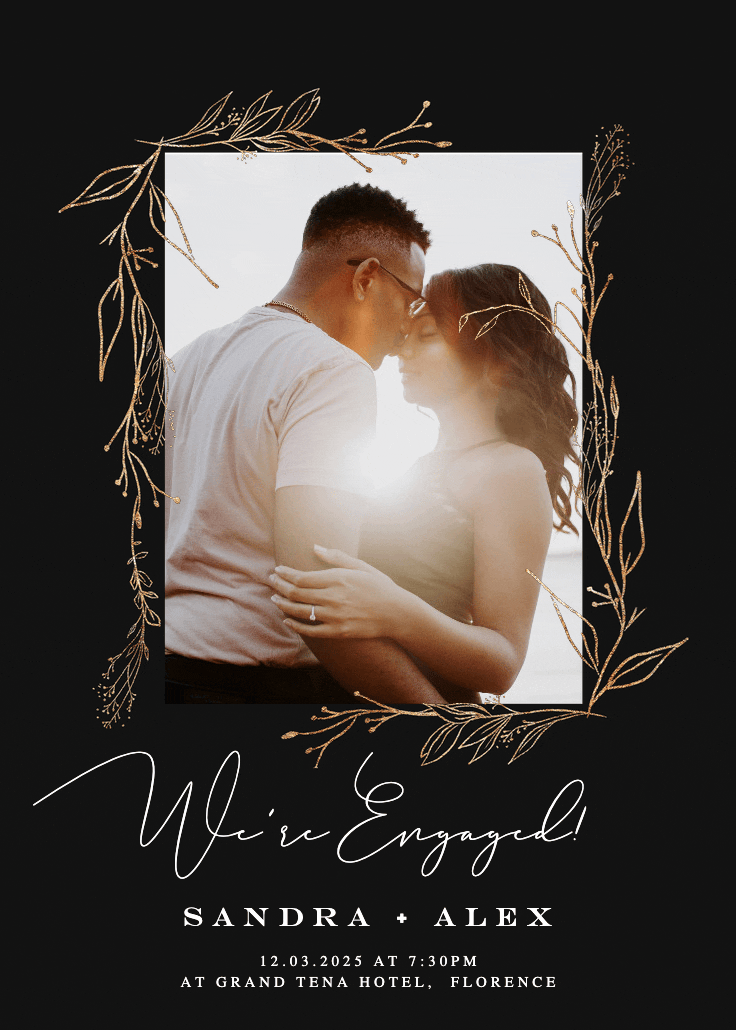 Golden outline branches - engagement announcement