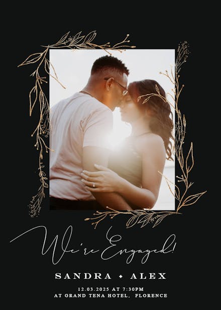 Golden outline branches - engagement announcement