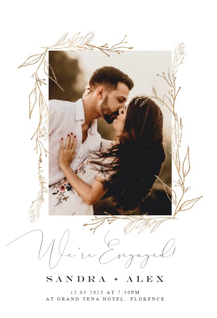 Golden Outline Branches - Anuncio De Compromiso