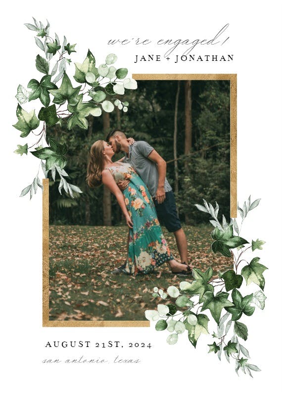 Ivy gold frame - engagement announcement