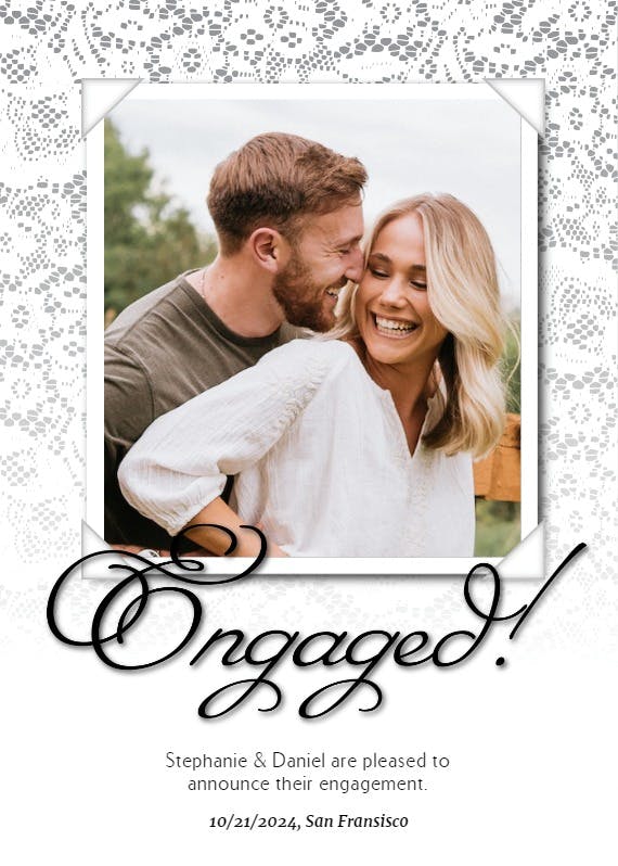 Laced frame - engagement announcement