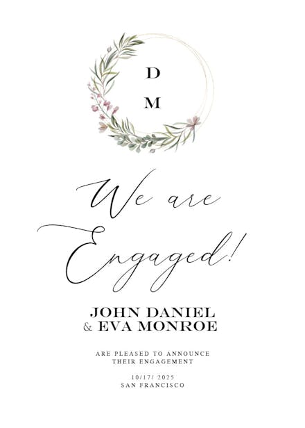 Monogram wreath - engagement announcement