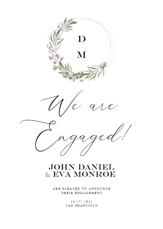 Monogram wreath - engagement announcement