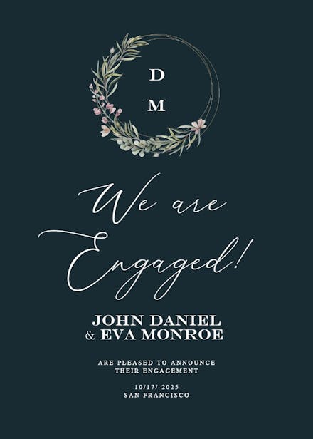 Monogram wreath - engagement announcement