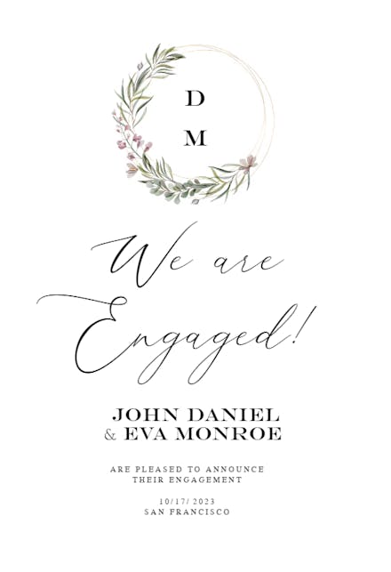 Monogram wreath - Engagement Announcement