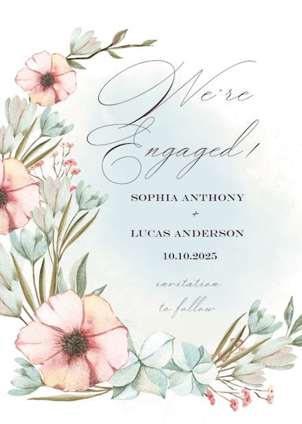 Pastel flowers - engagement announcement