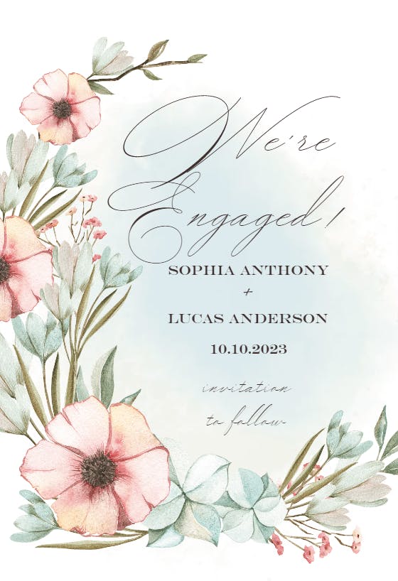 Pastel Flowers Engagement Announcement Template (Free) Greetings Island