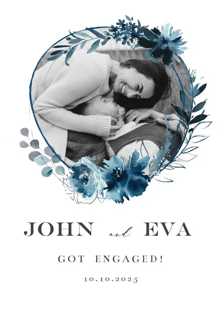 Prussian floral wreath - engagement announcement