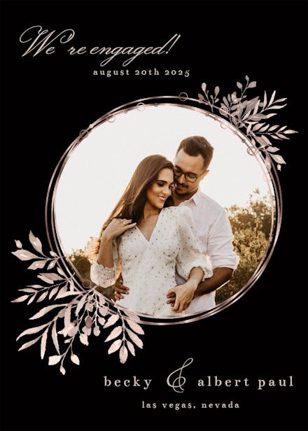 Rose gold geometric floral frames - engagement announcement