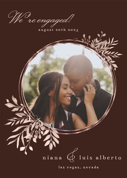 Rose gold geometric floral frames - engagement announcement