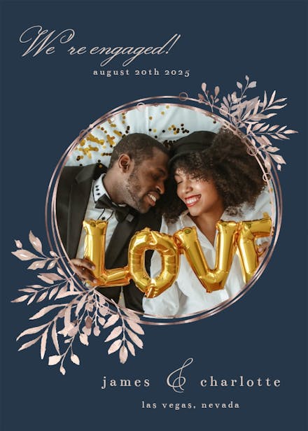 Rose gold geometric floral frames - engagement announcement