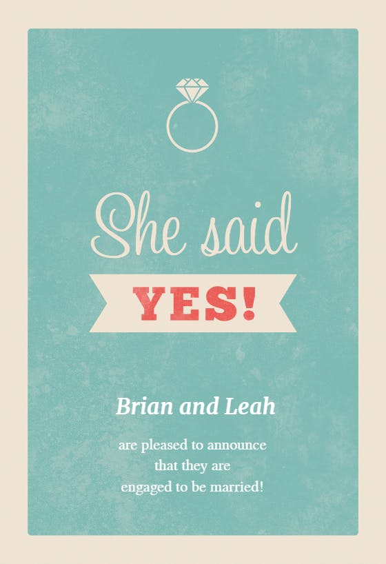 Vintage she said yes - engagement announcement