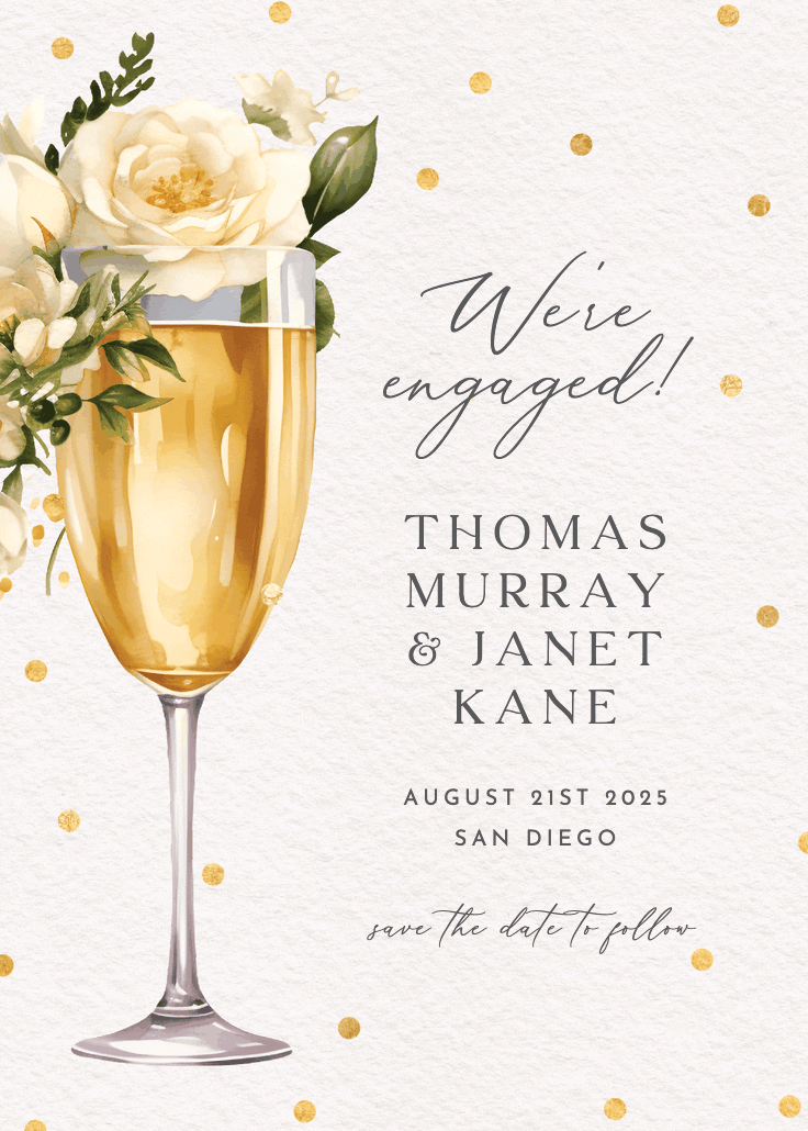 Watercolor toast - anuncio de compromiso
