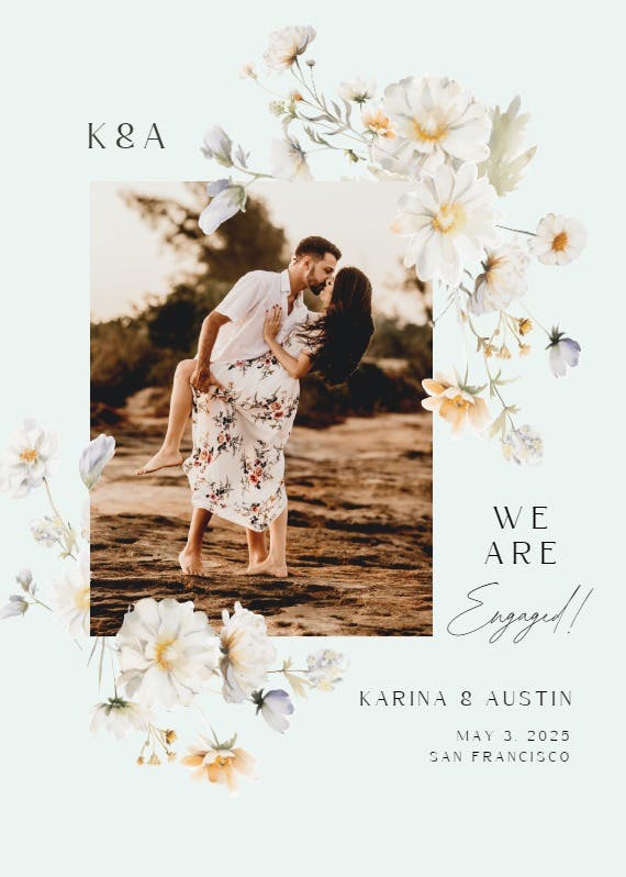 White wildflowers - engagement announcement