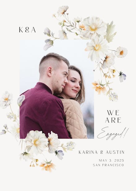 White wildflowers - engagement announcement