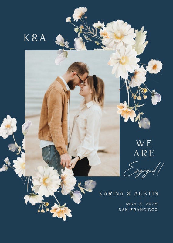 White wildflowers - engagement announcement