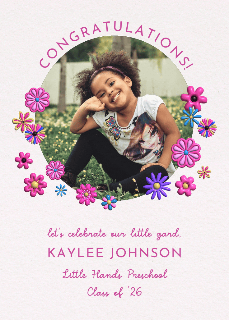 3d florals - anuncio de graduación