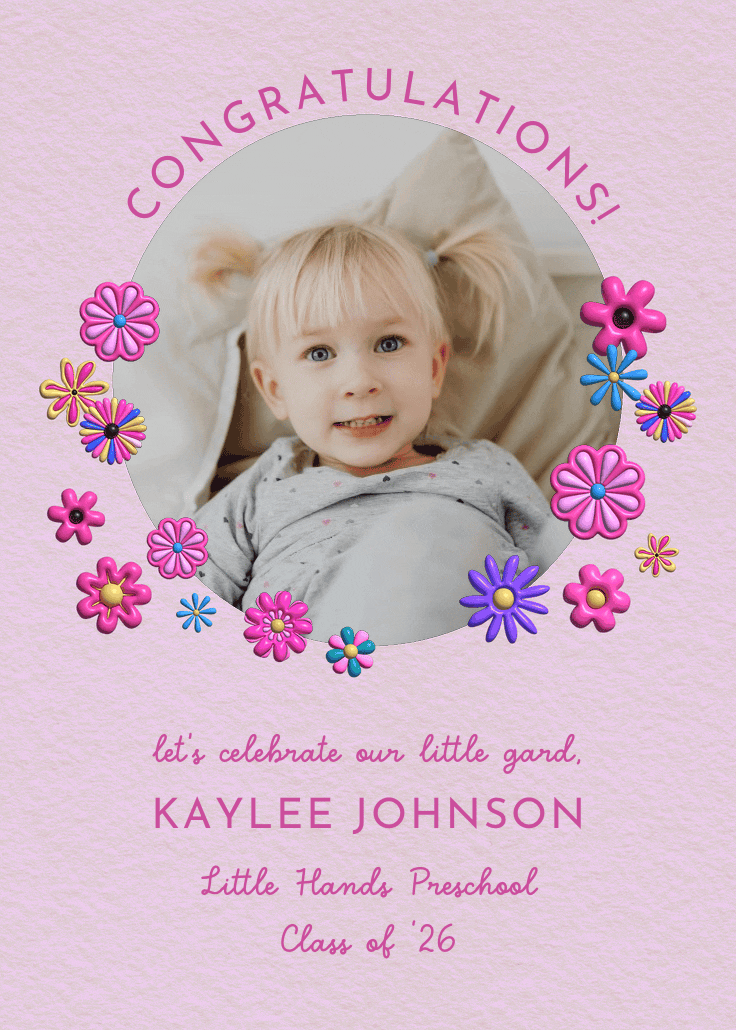 3d florals - graduation announcement