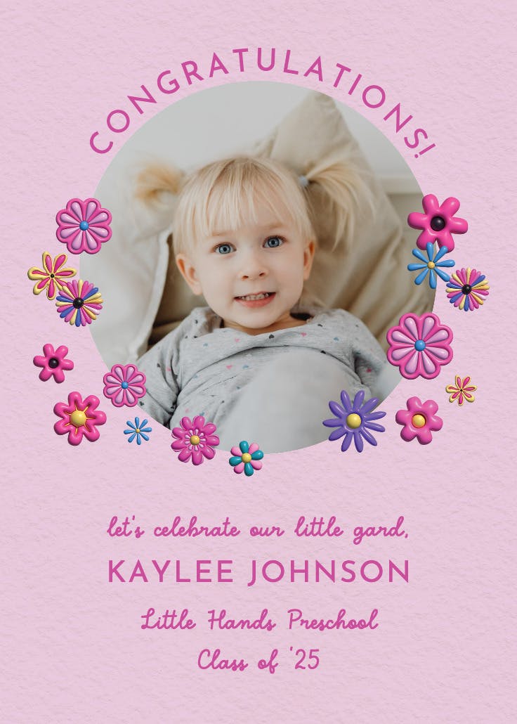 3d florals - graduation announcement