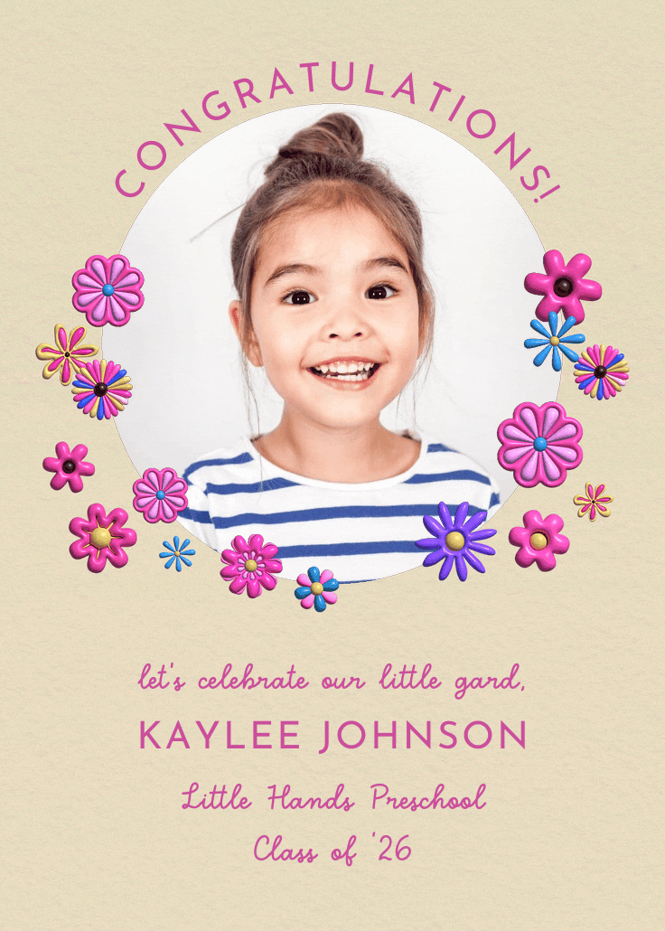 3d florals - graduation announcement
