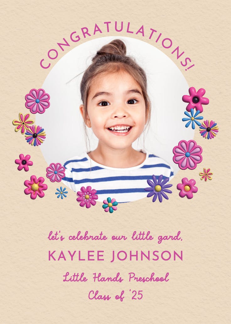3d florals - graduation announcement