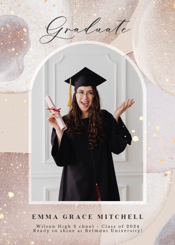 Artsy abstract with glitters - graduation announcement