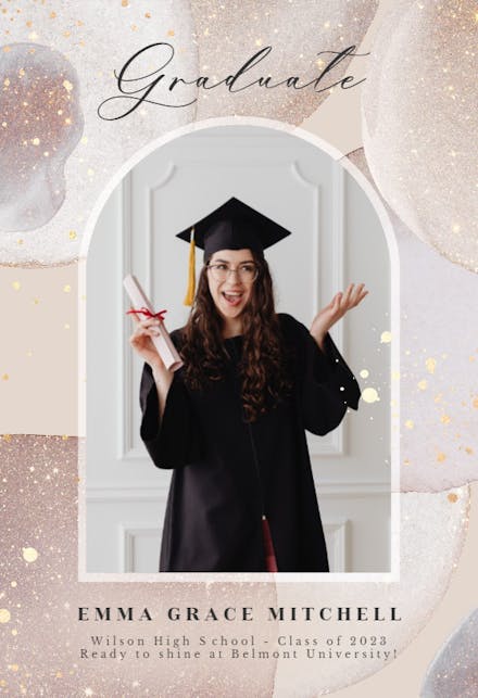 Artsy Abstract with glitters - Graduation Announcement