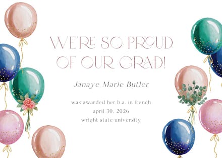 Balloon spray - graduation announcement