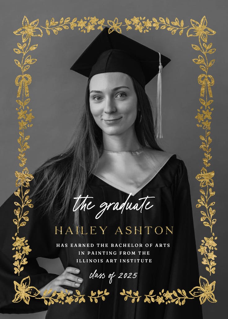 Bows and blooms - graduation announcement