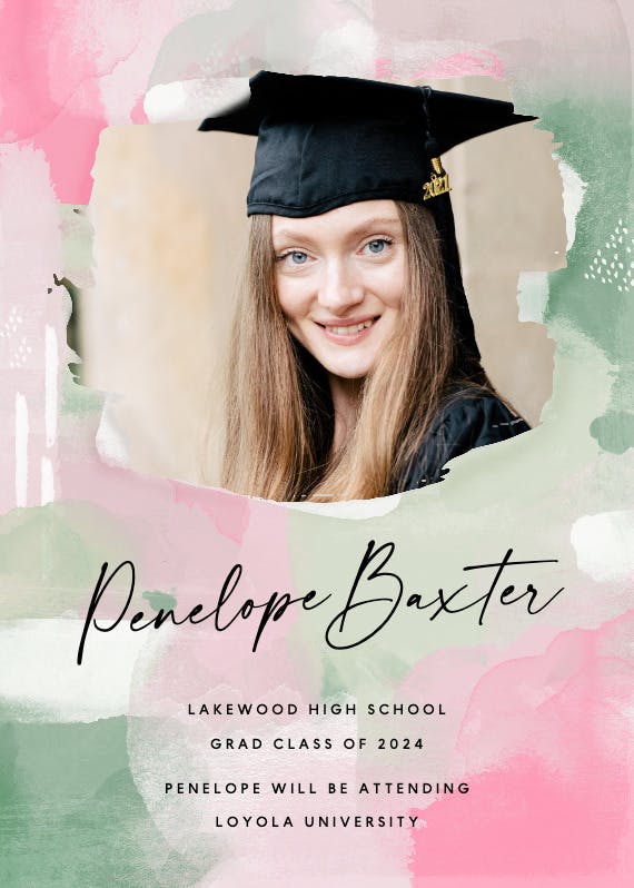 Brush stroke photo - graduation announcement