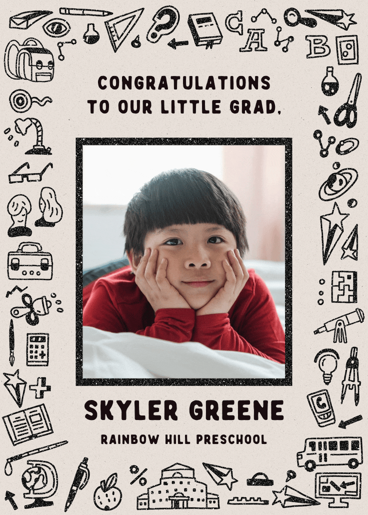 Children's sketches - graduation announcement