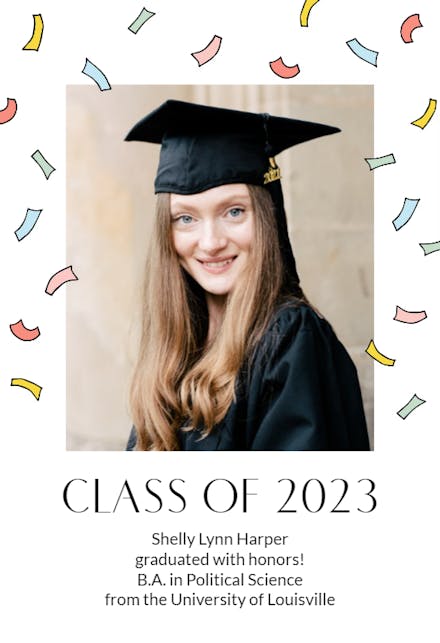 Confetti and Ribbon - Graduation Announcement