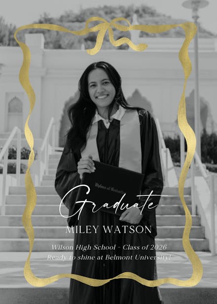 Delicate ribbon photo - graduation announcement
