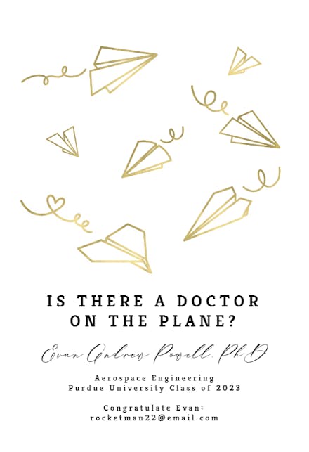 Doctor on the plane - Graduation Announcement
