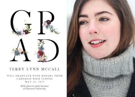 Floral lettering - Graduation Announcement