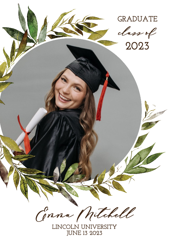 Gentle Greenery Wreath - Graduation Announcement Template | Greetings ...