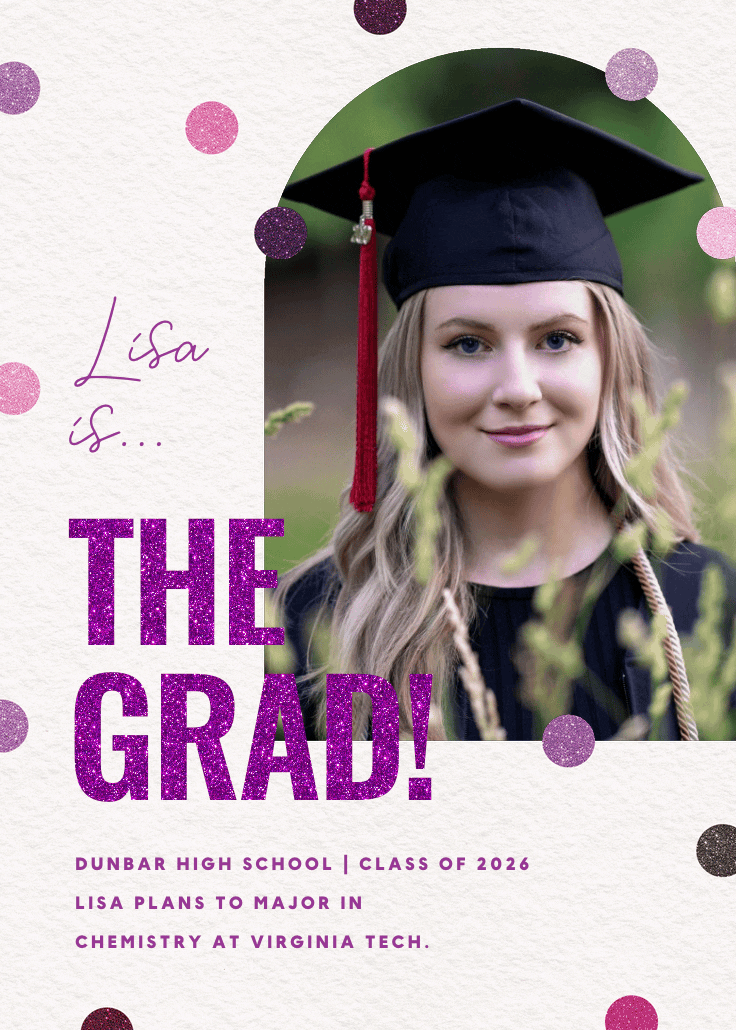 Glitter dreams - graduation announcement