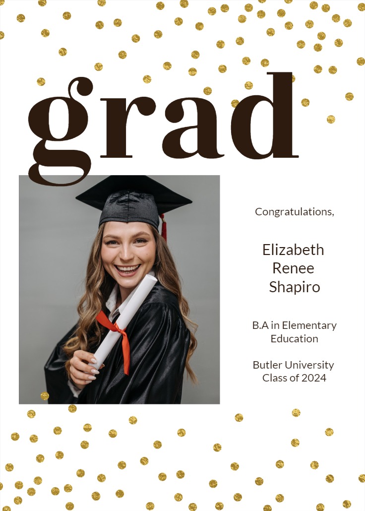 Gold Confetti - Graduation Announcement Template (Free) | Greetings Island