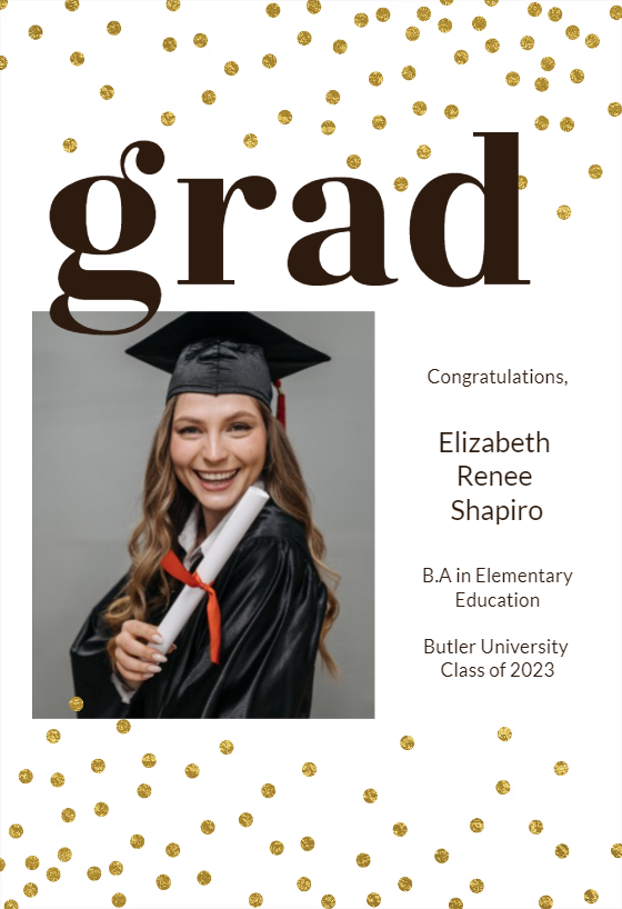 Gold Confetti - Graduation Announcement Template (Free) | Greetings Island