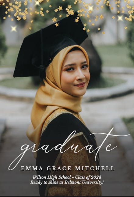 Gold Star Confetti - Graduation Announcement