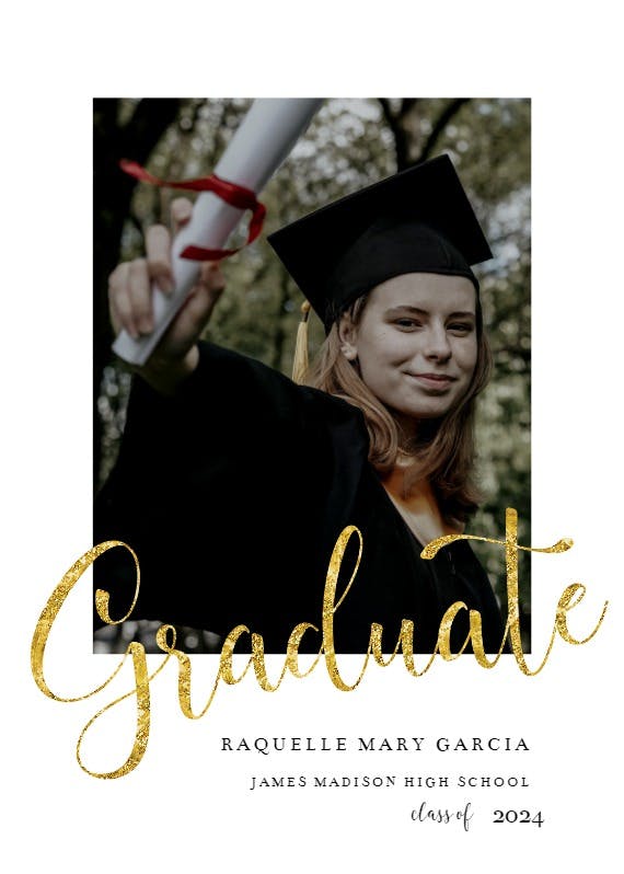 Golden lettering - graduation announcement