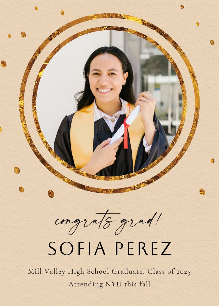 Golden minimalism - graduation announcement