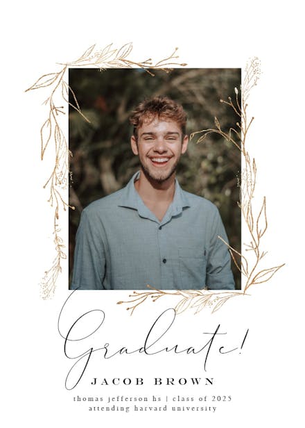 Golden outline branches - graduation announcement