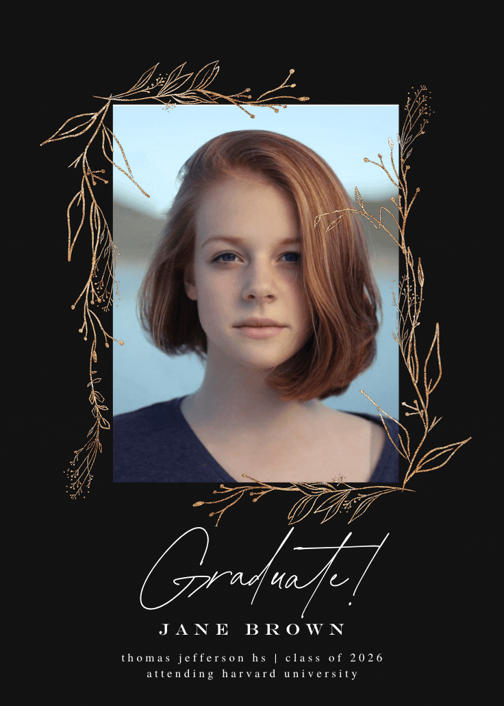 Golden outline branches - anuncio de graduación