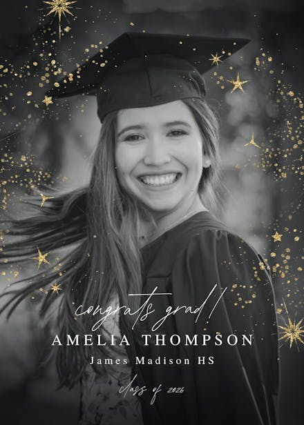 Golden stars and dots - graduation announcement
